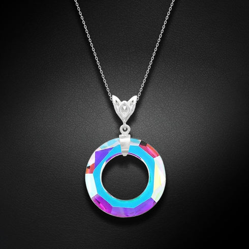 Sudraba kulons "Cosmic Ring (Aurora Borealis)" ar Swarovski™ kristāliem